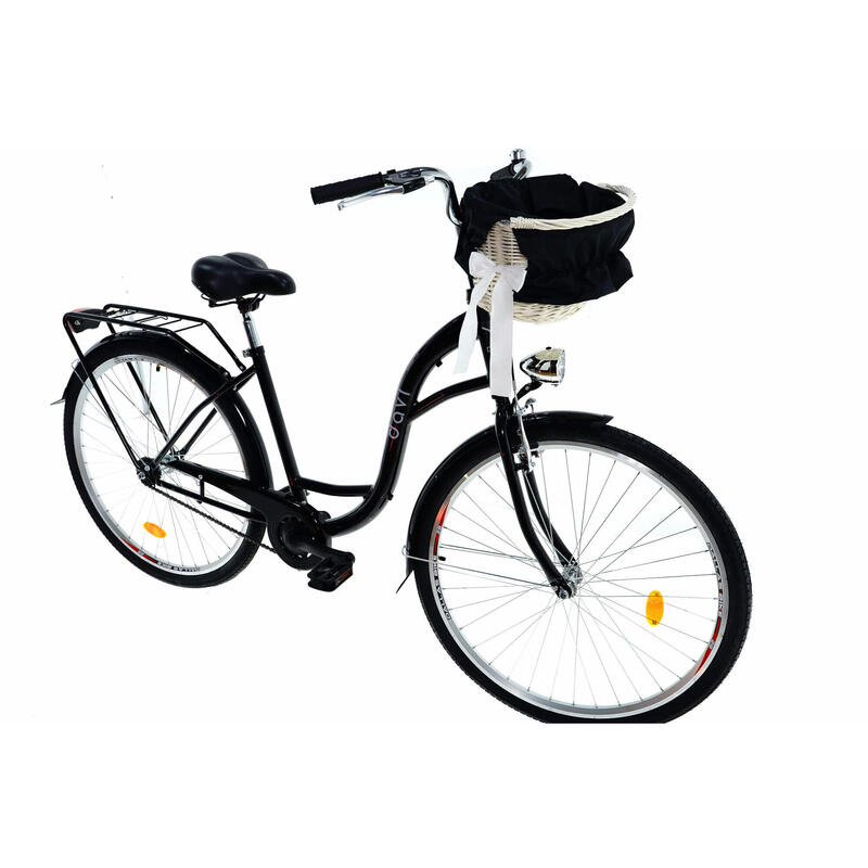 Bicicleta dama cu cos rachita Davi® Lila  Roata 28", 160-185 cm inaltime, Negru