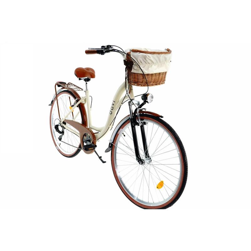 Bicicleta dama cu cos rachita Davi® Maria, Alu, 7 viteze 28", 160-185 cm , Maro