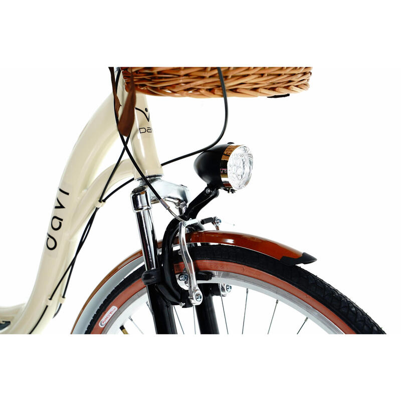 Bicicleta dama cu cos rachita Davi® Maria, Alu, 7 viteze 28", 160-185 cm , Maro