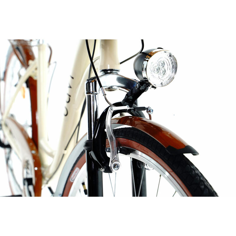 Bicicleta dama cu cos rachita Davi® Maria, Alu, 7 viteze 28", 160-185 cm , Maro
