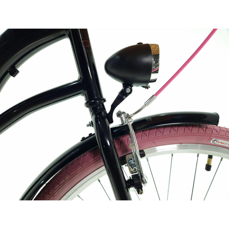 Davi Lila Női kerékpár 28″, Fonott, 160-185 cm magasság, Fekete/Rózsaszín
