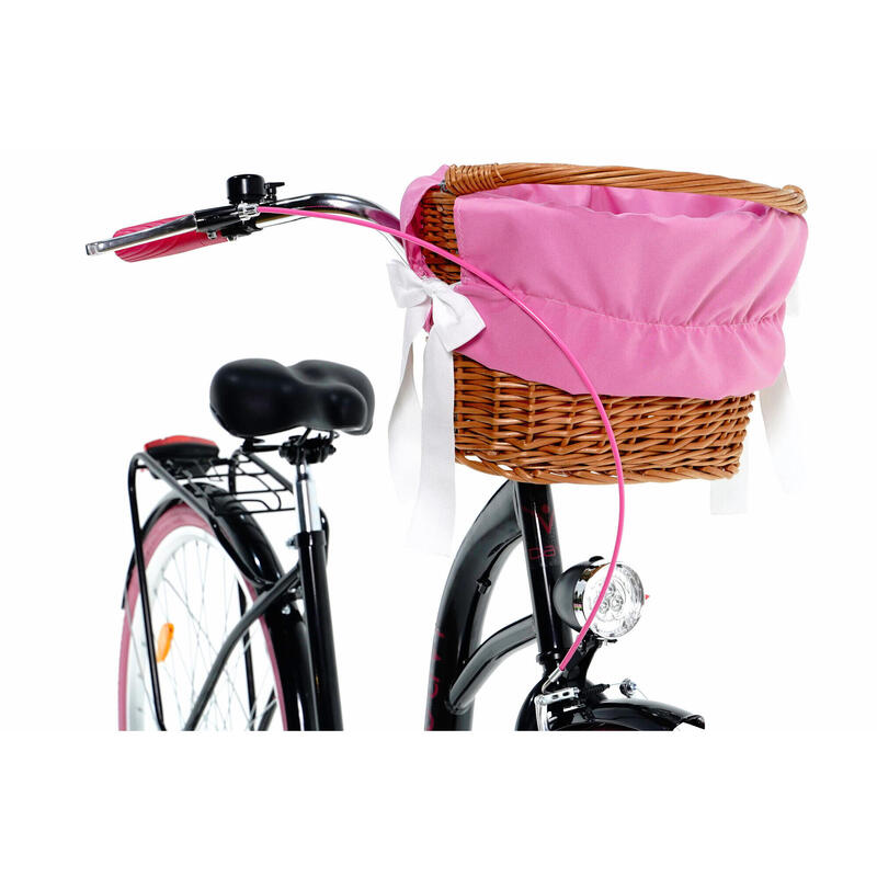 Bicicleta dama cu cos rachita Davi® Lila  Roata 28", 160-185 cm, Negru/Roz