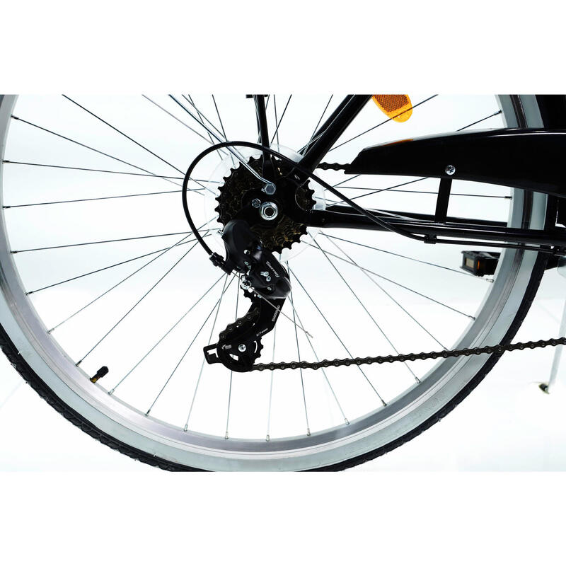 Bicicleta dama cu cos rachita Davi® Emma 7 viteze 28", 160-185 cm, Negru