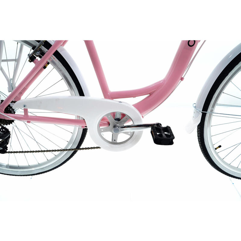 Bicicleta dama cu cos rachita Davi® Maria, Alu, 7 viteze 28", 160-185 cm , Roz