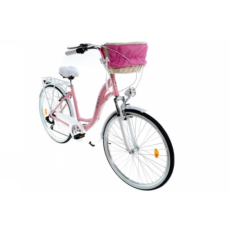 Bicicleta dama cu cos rachita Davi® Maria, Alu, 7 viteze 28", 160-185 cm , Roz