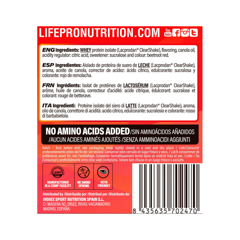 Whey isolate Life Pro Clear Isolate Zero 800g 3/4