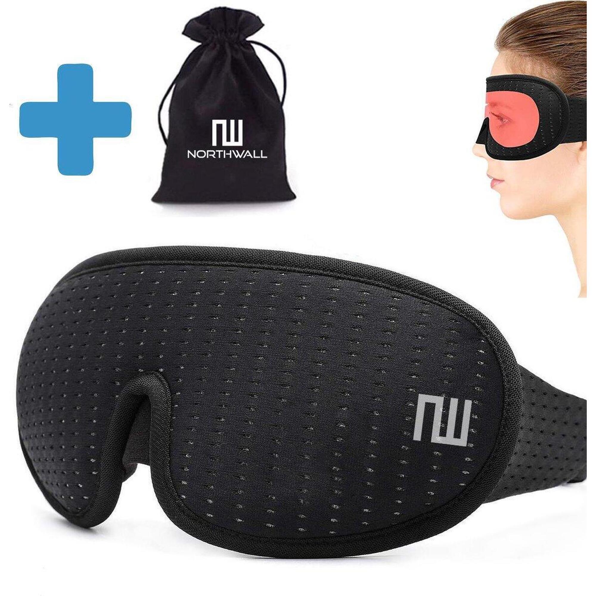 Mascherina Per Dormire 3D Pesata Oscurante - Unisex Con Custodia Da Viaggio E Tappi, Nero, Morbida E Regolabile