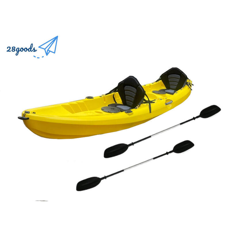 370 cm Tandem Sit-On-Top Rigid 2 People Kayak Paddles Set - Yellow