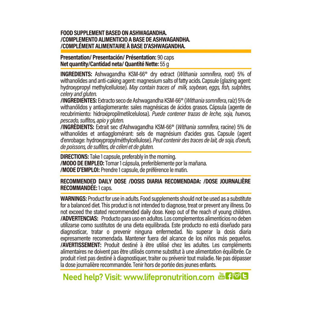 Ashwagandha 500mg KSM66 90vcaps Life Pro 2/4