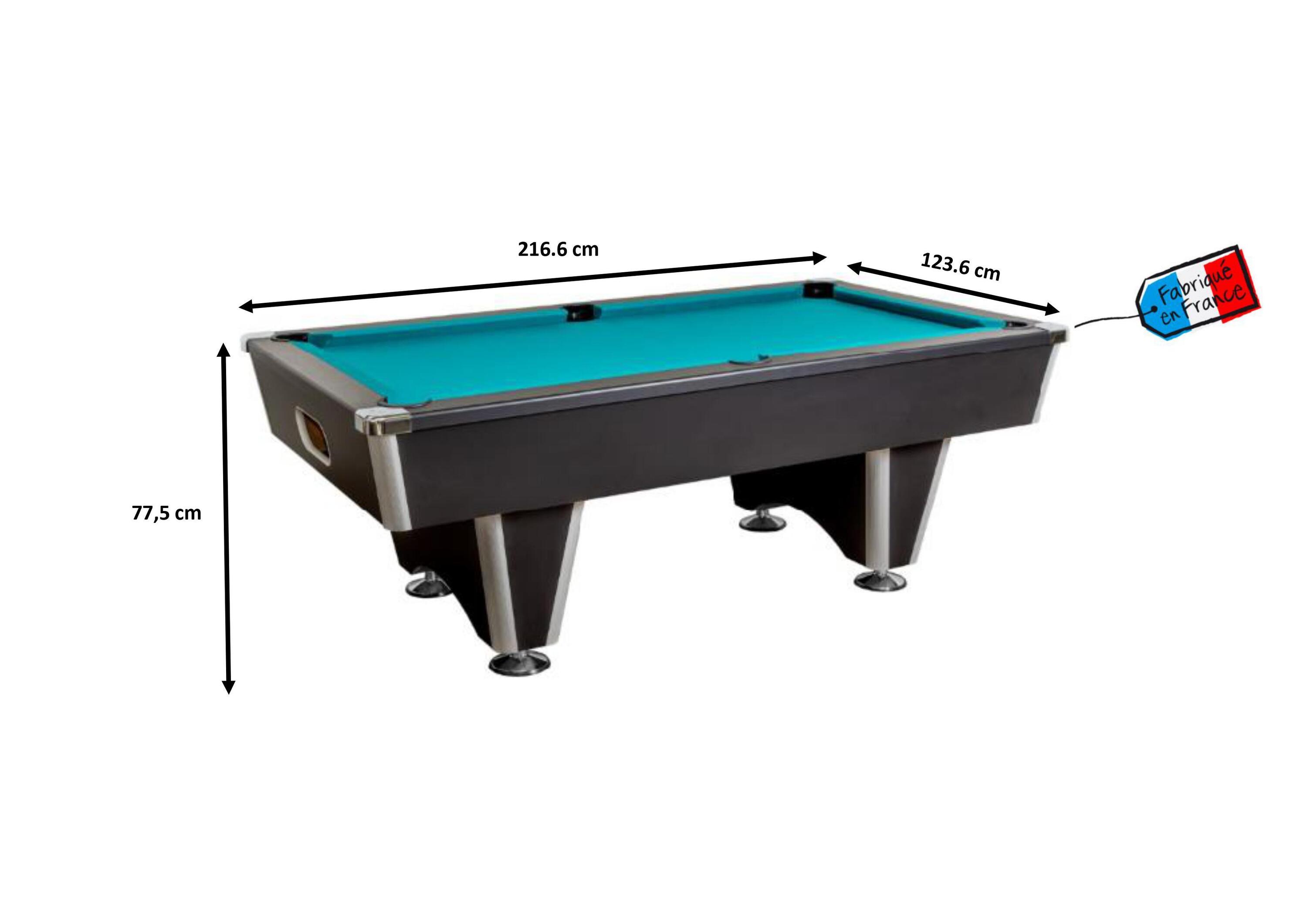 Billard Pacha - Tapis vert - Fabrication Française - 216x123x78 7/7