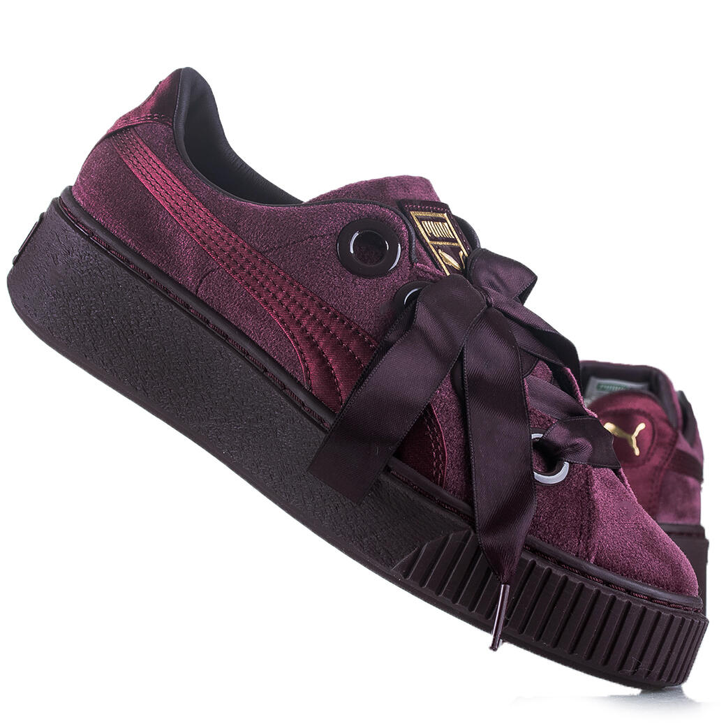 PUMA Puma Platform Kiss Velvet Womens Burgundy Trainers