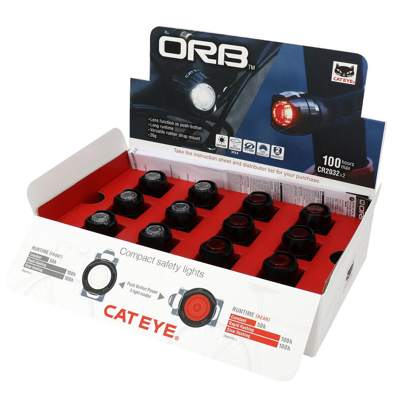 CatEye Orb Front & Rear Bike Light Retail Box Kit (12pcs)