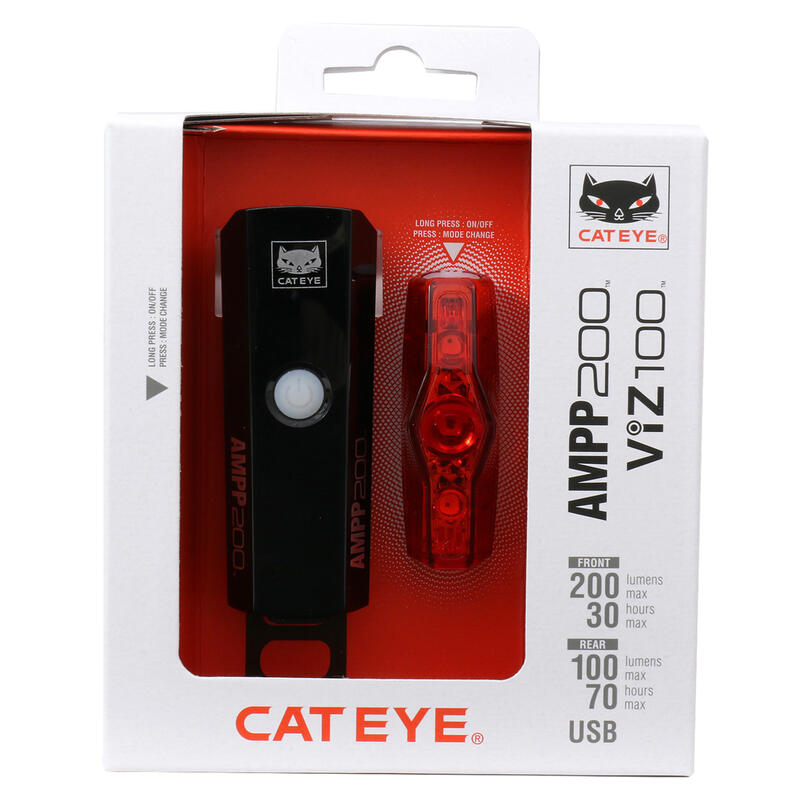 CatEye AMPP 200 HL-EL042RC / TL-LD800B VIZ100 kerékpár lámpa készlet