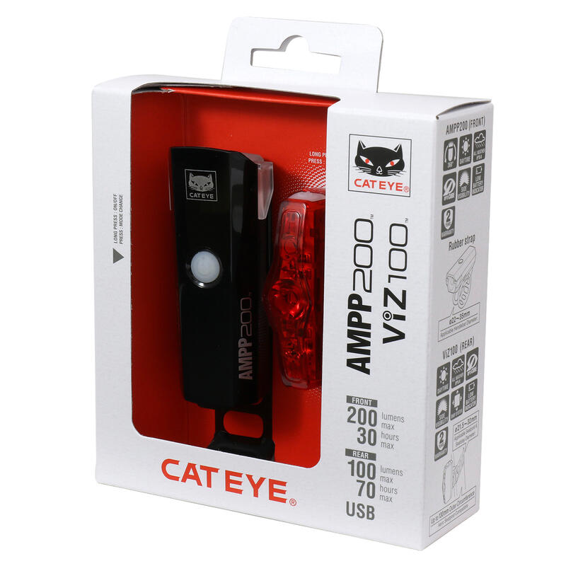 CatEye AMPP 200 HL-EL042RC / TL-LD800B VIZ100 kerékpár lámpa készlet