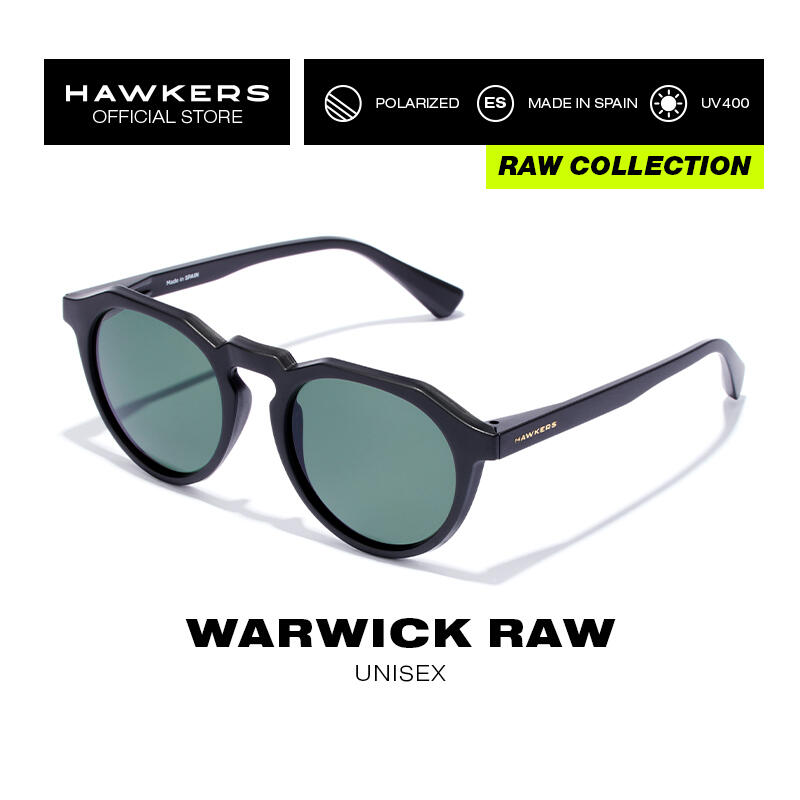 HAWKERS Zonnebrillen voor mannen en vrouwen gepolariseerde zwarte Warwick Raw