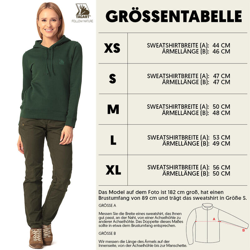 Damen  Jagd-Hoodie Sweatshirt Tagart mit Kapuze aus Bio-Baumwolle
