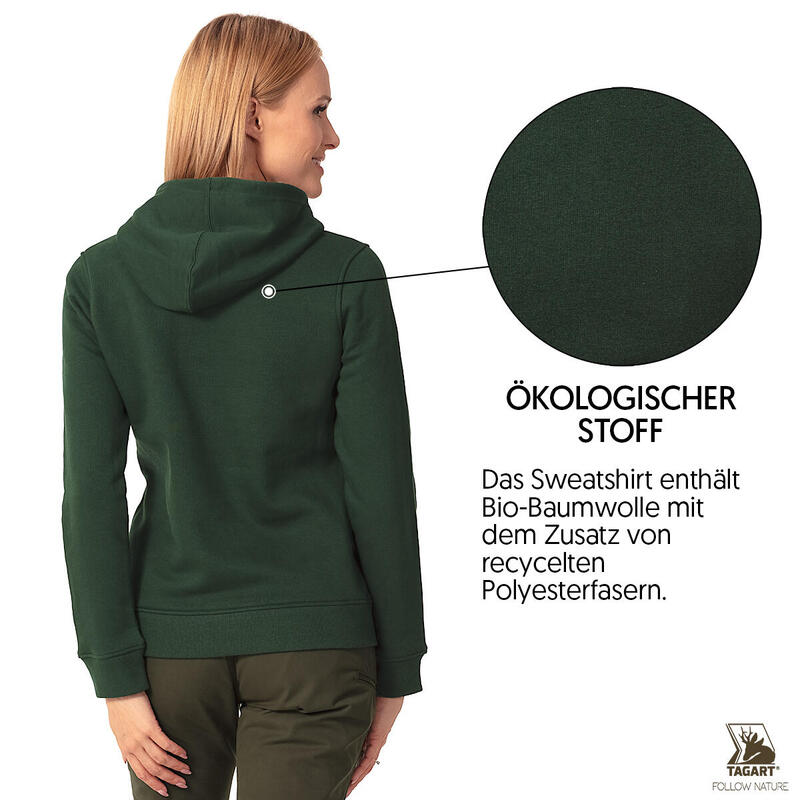 Damen  Jagd-Hoodie Sweatshirt Tagart mit Kapuze aus Bio-Baumwolle