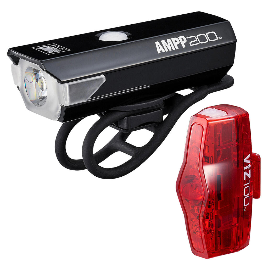 Cateye AMPP200 & ViZ100 Light Set Black