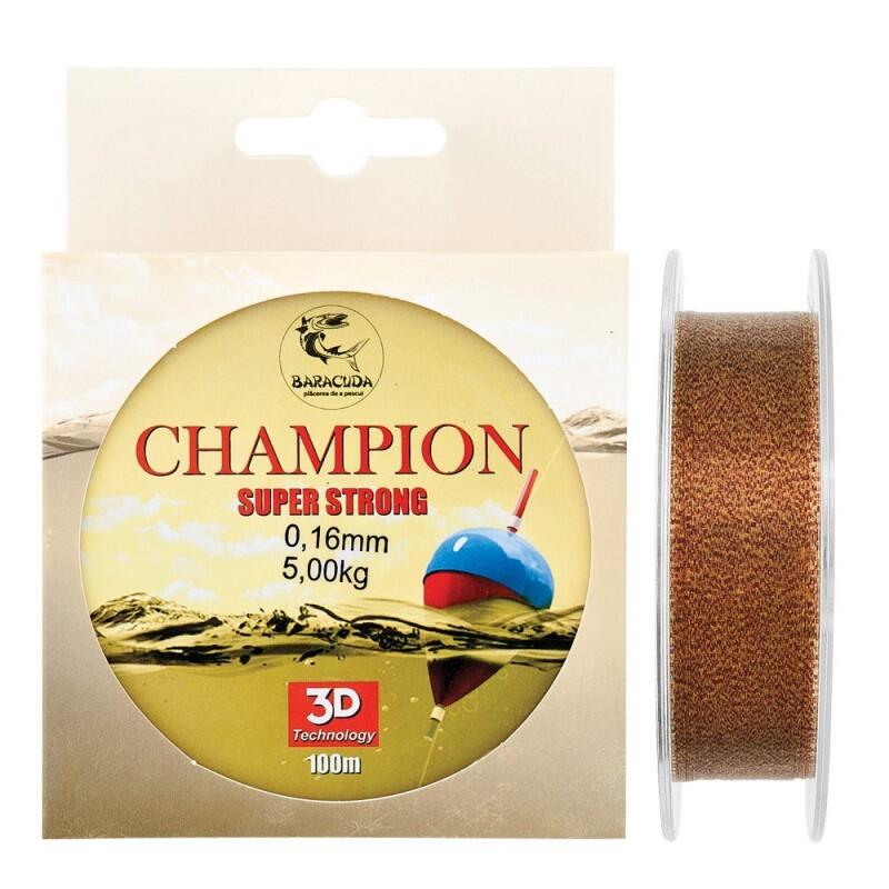 Nylon/fir monofilament Baracuda Champion 100 m, maro, 0.14 mm