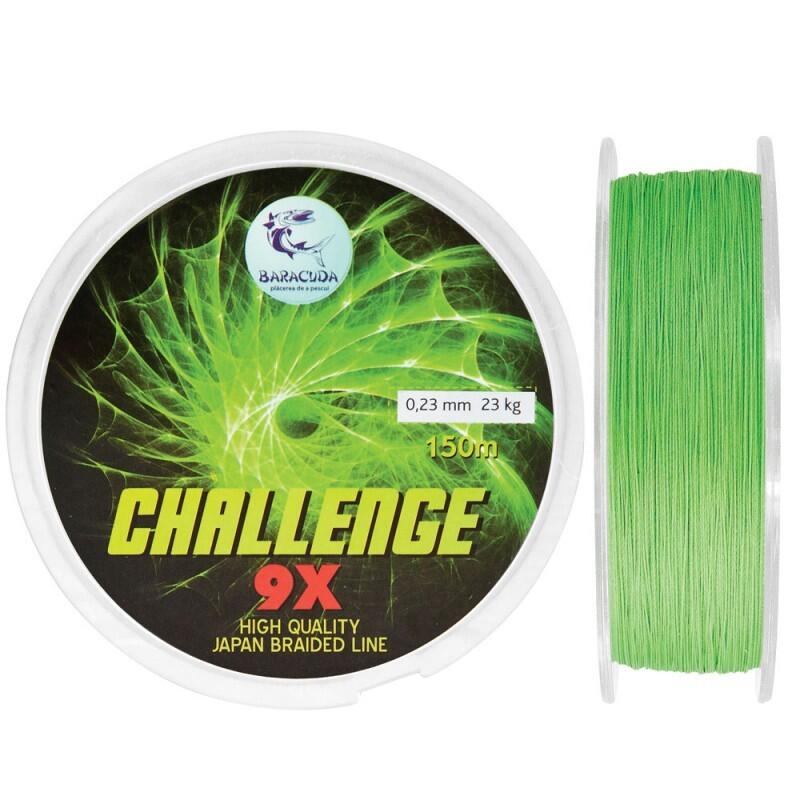 Fir textil multifilar Baracuda Challenge 9X 150 m, verde fluo, 0.16 mm