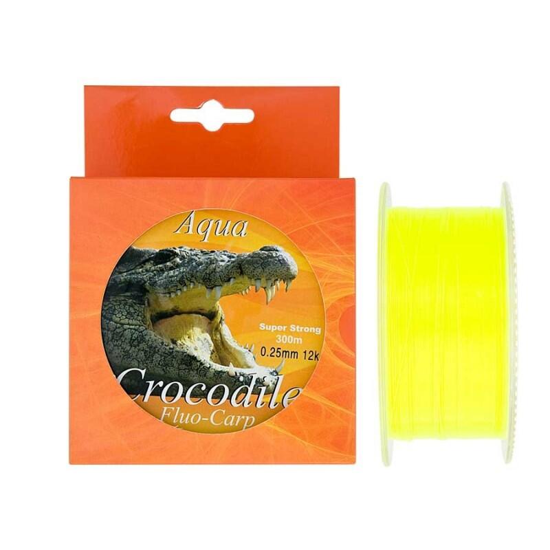 Nylon/fir monofilament Aqua Crocodile Fluo-Carp 300 m, galben fluo, 0.30 mm