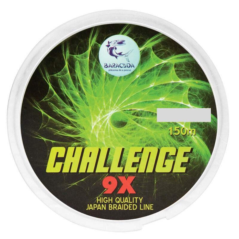 Fir textil multifilar Baracuda Challenge 9X 150 m, verde fluo, 0.25 mm