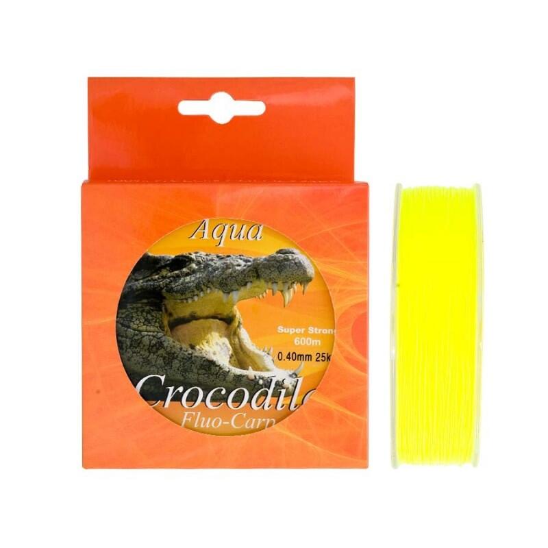 Nylon/fir monofilament Aqua Crocodile Fluo-Carp 600 m, galben fluo, 0.40 mm