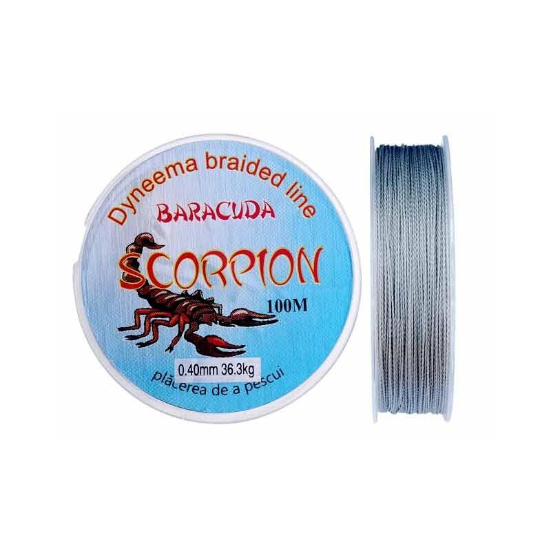 Fir textil Baracuda Dyneema Scorpion 100 m, culoare gri, 0.265 mm