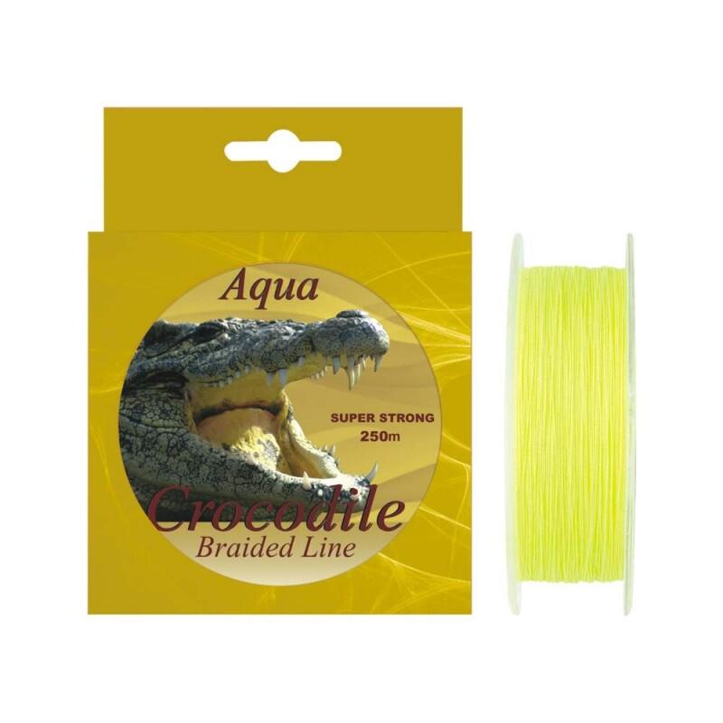 Fir textil pentru pescuit la somn Aqua Crocodile 250 m, galben fluo, 0.45 mm