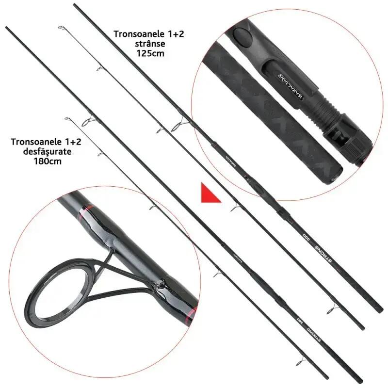Lanseta din carbon Baracuda Strong de 3 m, 2 segmente, putere aruncare 3 LBS 3/5