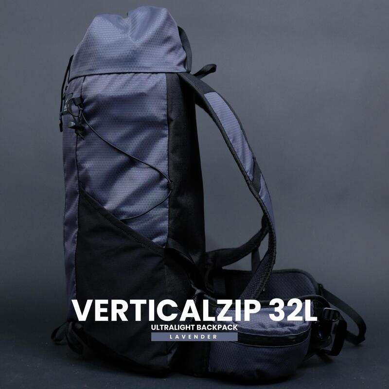 VerticalZip Unisex Ultralight Hiking Backpack 32L - Lavender blue