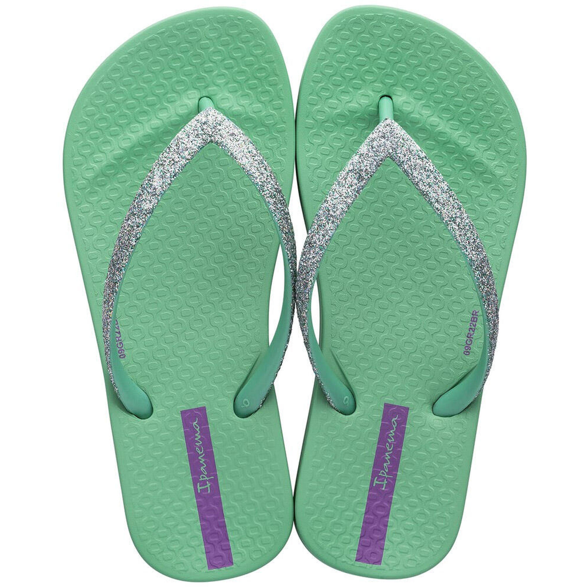 Ipanema - Ipanema Jr. Anatomic Lolita — Tongs Enfant Vert Pailleté, 32 - Tongs - Gris|vert - 32 Cm - Decathlon
