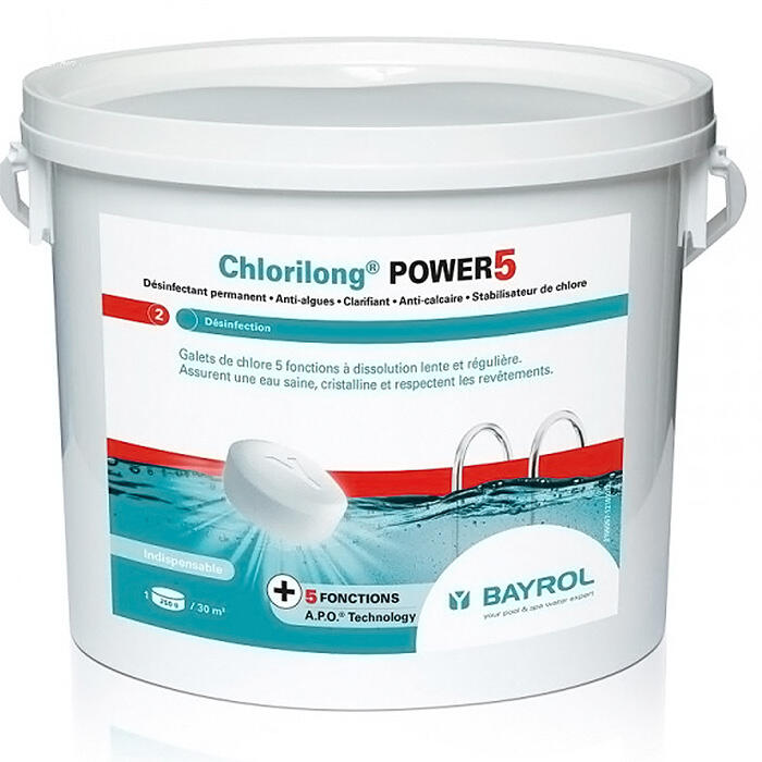 Bayrol - Chlore Lent 5 Fonctions Galet 5kg - Chlore Piscine - Blanc|bleu - 5 L - Decathlon
