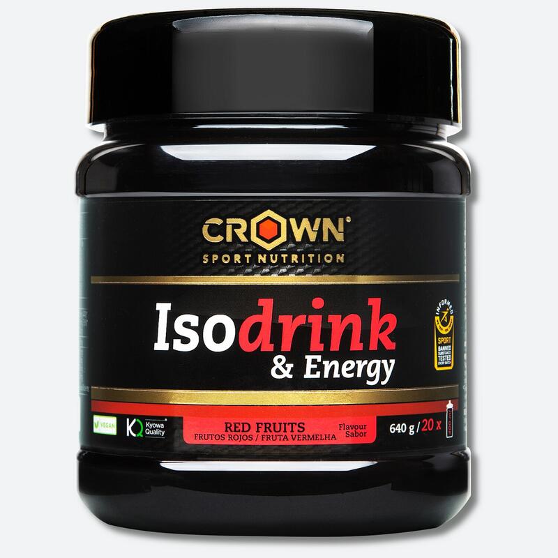 Bote de bebida isotónica en polvo Isodrink & Energy Frutos Rojos 640 g