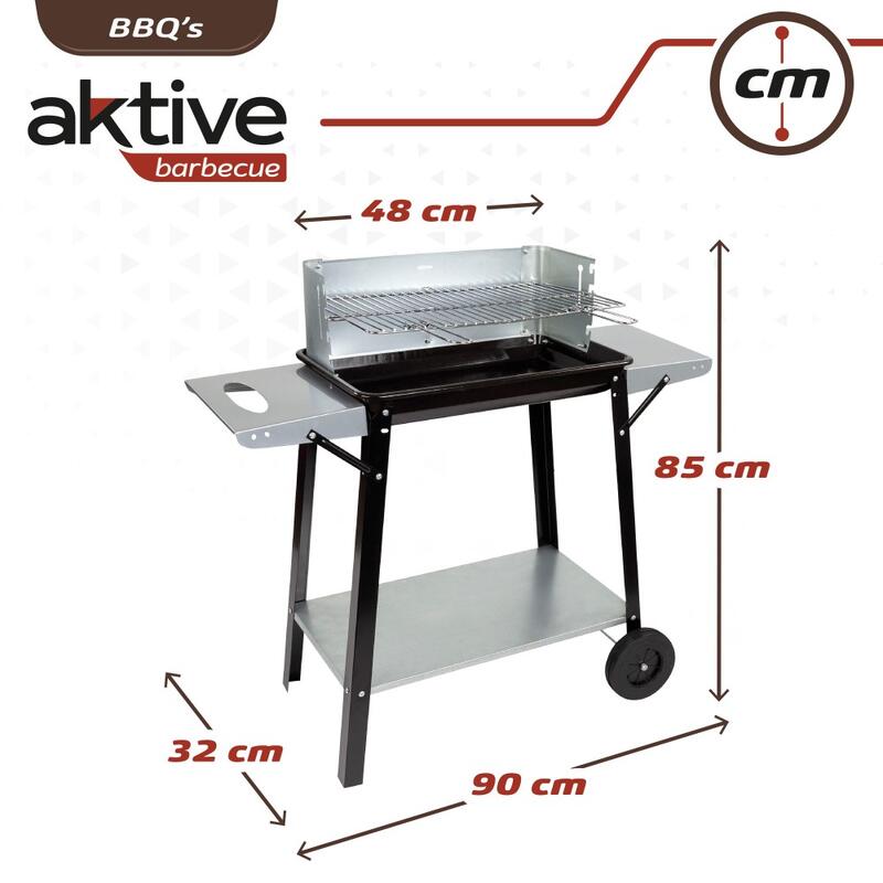 Barbacoa carbón portátil con parrilla 4 alturas Aktive