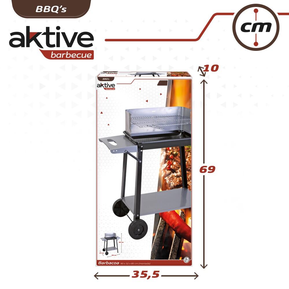 Barbacoa carbón portátil con parrilla 4 alturas Aktive 7/7