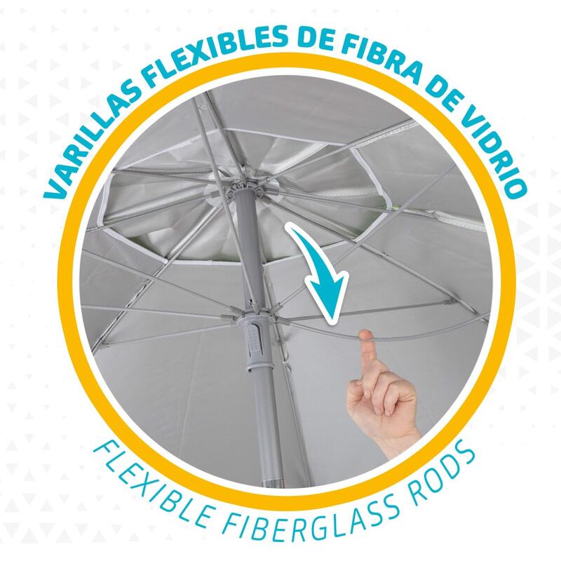 Guarda-sol à prova de vento Ø220 cm com vara basculante e proteção UV50 Aktive