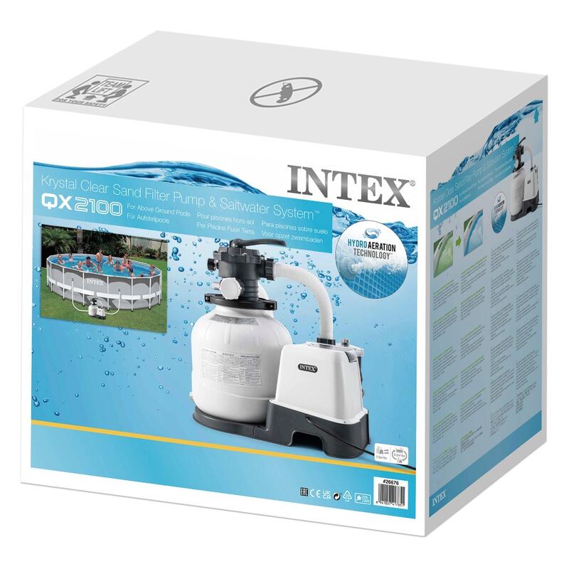 Intex 26676 - Pompa Filtro a Sabbia con Clorinatore Krystal Clear, 7900 L/h  INTEX