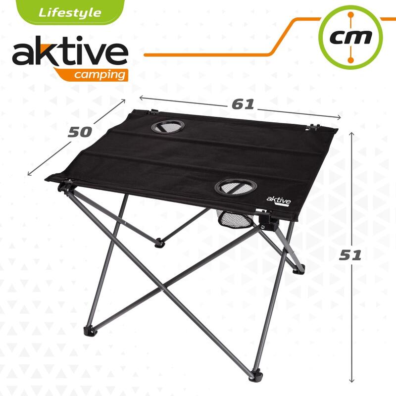 AKTIVE - Table Pliante Ultra Légère, Table de Camping 61x50x51 cm