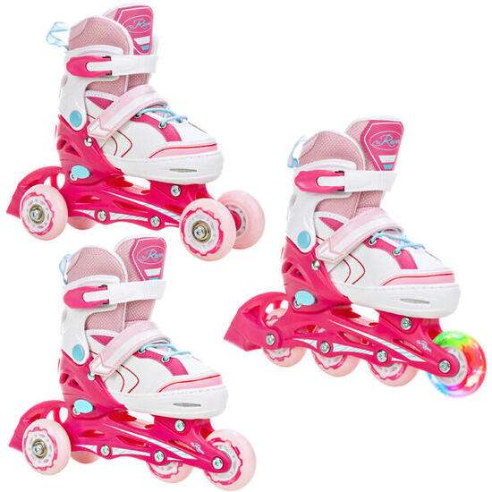 Patines ajustables 3en1 Rueda luminosa Lia Blanco/Rosa