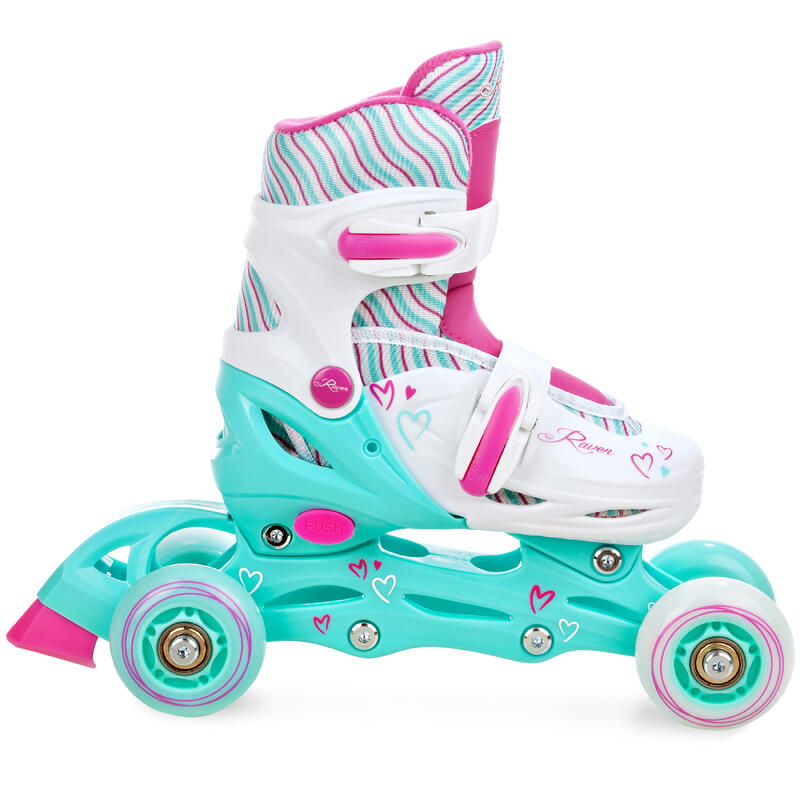 Patines Ajustables 3en1 Ruedas Luminosas LED Loret Blanco/Menta/Rosa