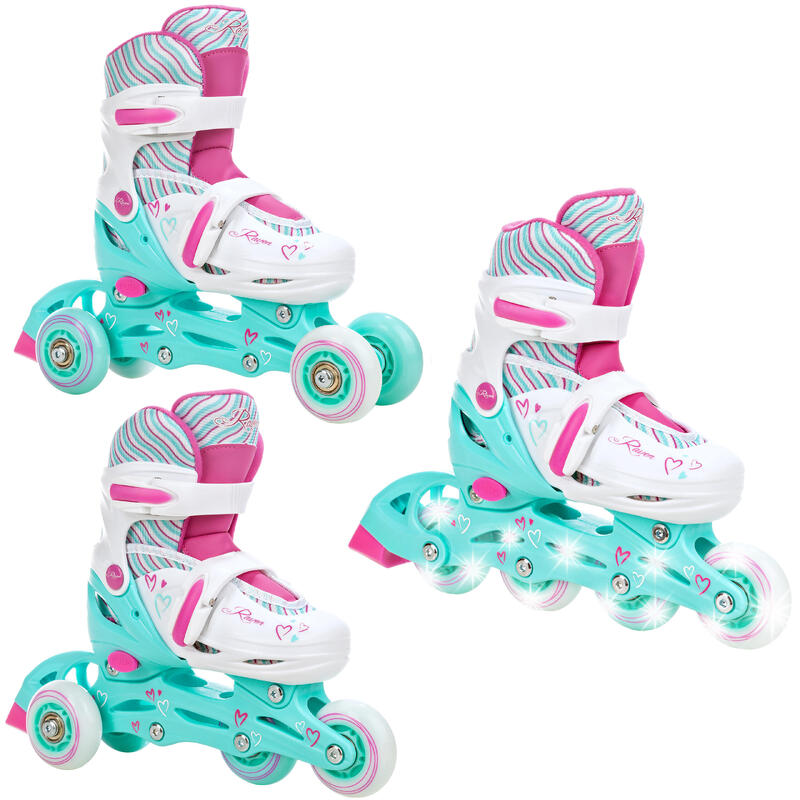 Raven Loret Patins de rodas ajustáveis 3 em 1 com rodas LED luminosas