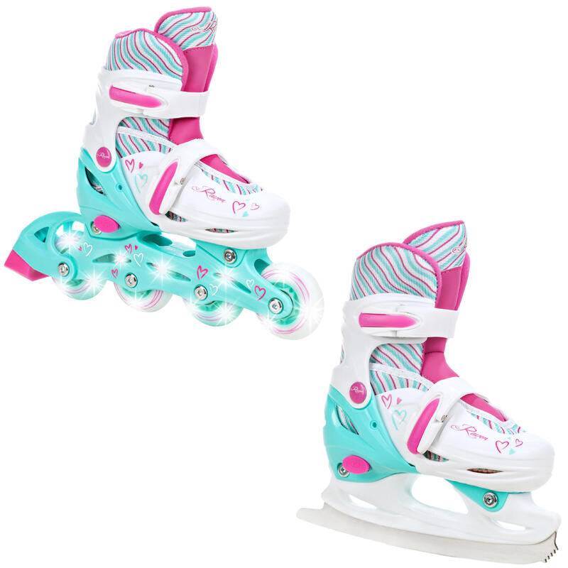 Patines Ajustables 2en1 Ruedas Luminosas LED Loret Blanco/Menta