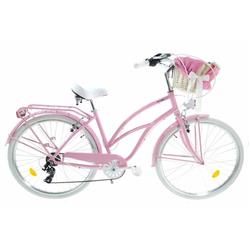 Bicicleta dama Cruiser  Davi® Bianca, Alu, 7 viteze 28", 160-185 cm , Roz