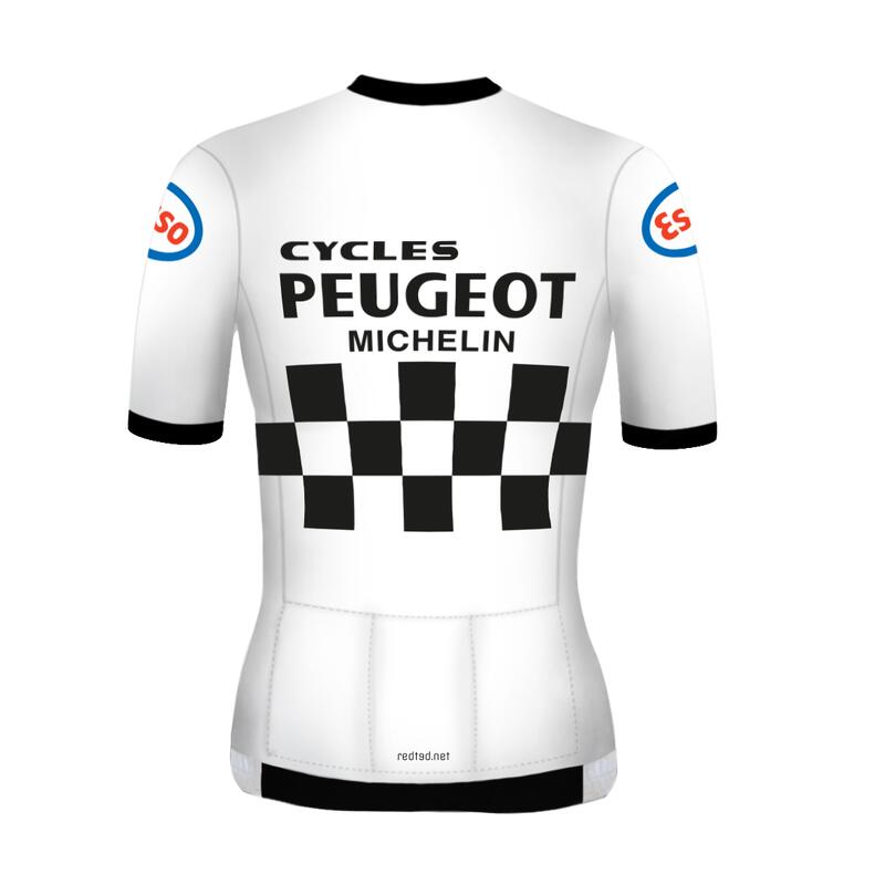 Retro női kerékpáros Mez Peugeot Fehér- RedTed