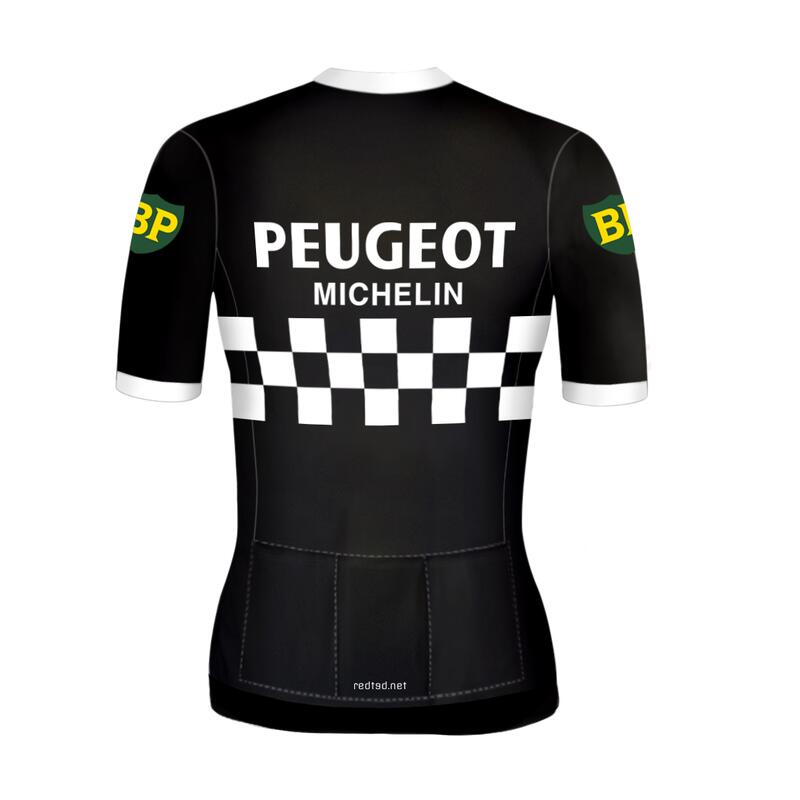 Camiseta ciclista retro mujer Peugeot Negro - REDTED