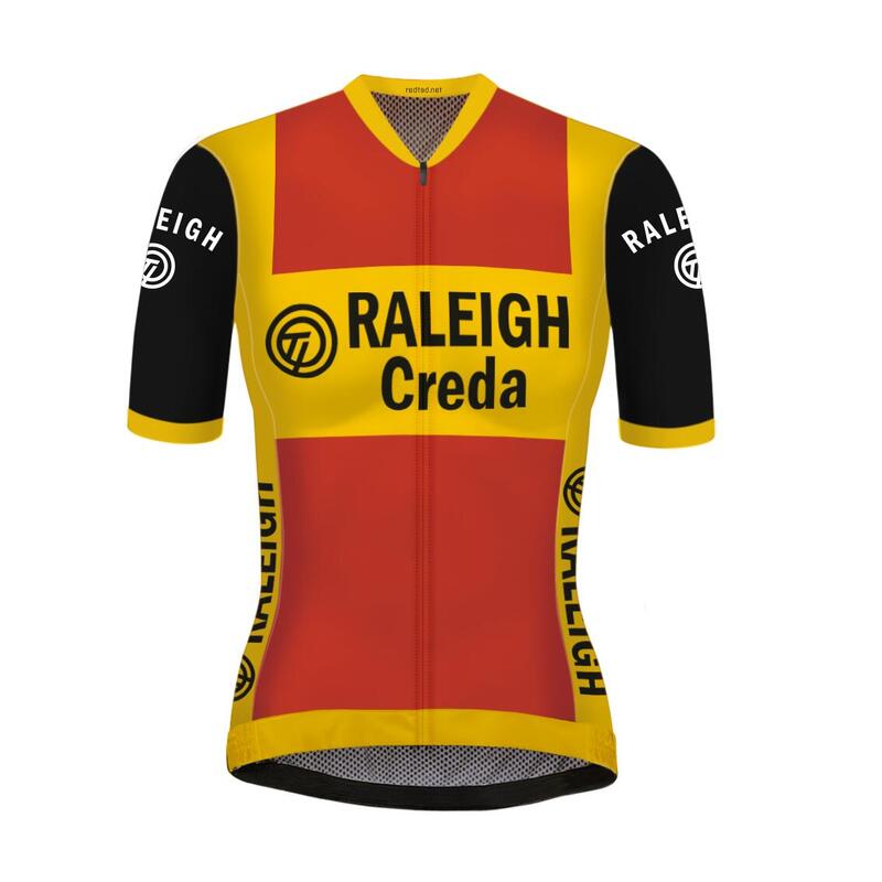 Koszulka kolarska retro damska TI-Raleigh - REDTED