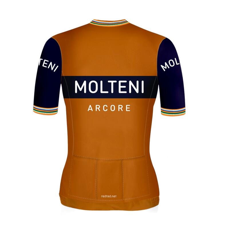 MAILLOT CYCLISME VINTAGE FEMMES MOLTENI ORANGE - REDTED