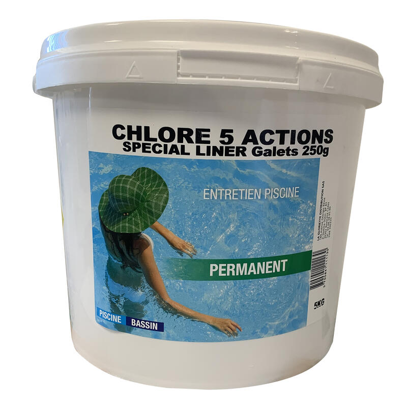 Chlore lent 5 actions galet "spécial liner" 250g 5kg