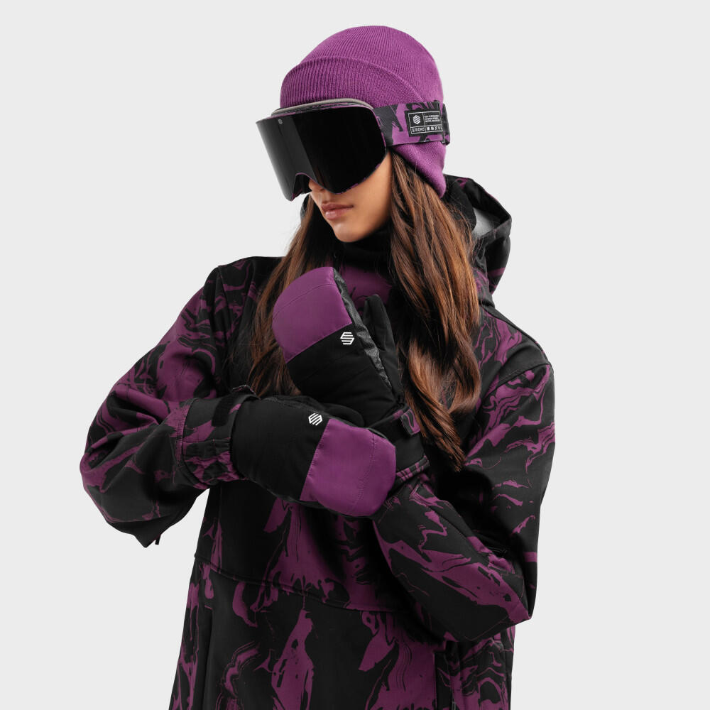 Winter Sports Thermal Mittens SIROKO Pitztal Grape Black Men's and Women's